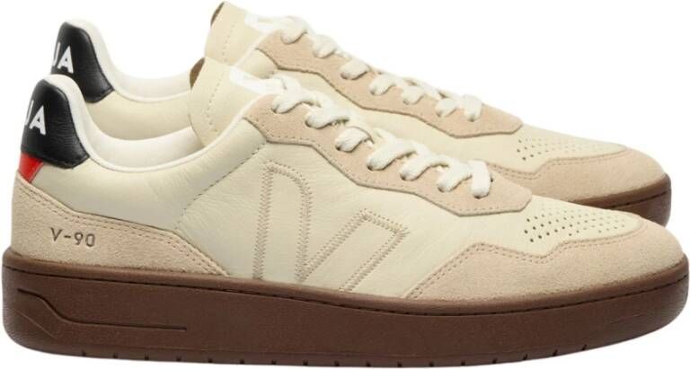Veja Sportschoenen V-90 ZZ O.t. Leer Beige Heren