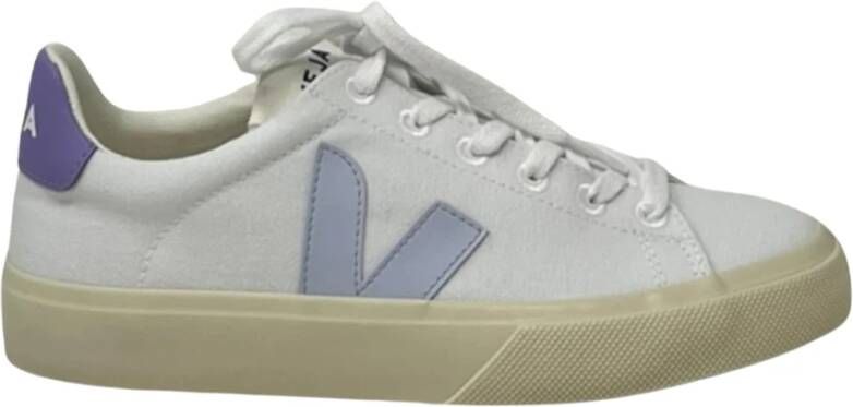 Veja Campo Canvas Sneakers in Wit Lichtblauw Lila White Heren