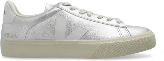 Veja Zilveren Leren Sneakers Ronde Neus Model Gray Dames - Foto 6