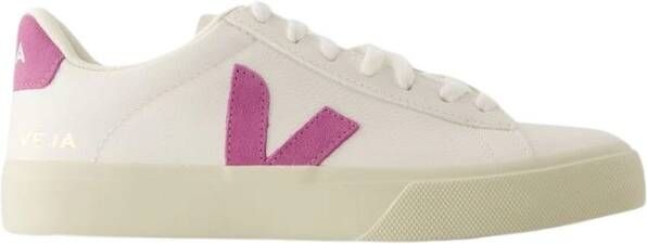 Veja Witte Leren Sneakers Ronde Neus Logo White Dames