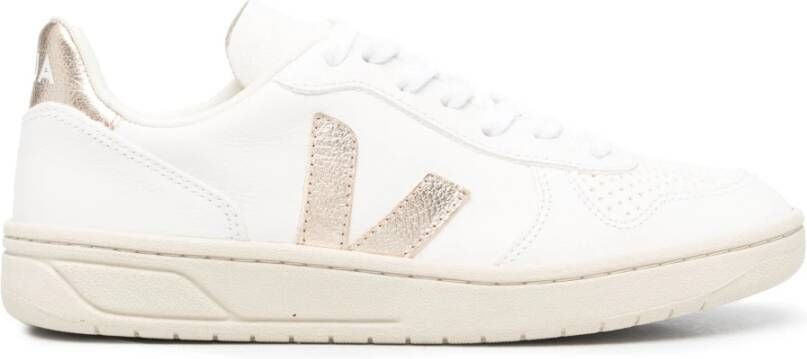 Veja V-10 Chromefree Leather Sneakers Wit Platine Vx0502935 White - Foto 20