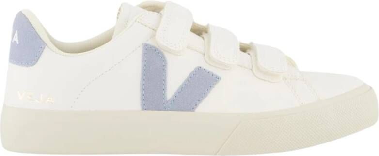 Veja Recife Sneakers Wit Staalblauw Kalfsleer VLogo Handtekening Detail White Dames