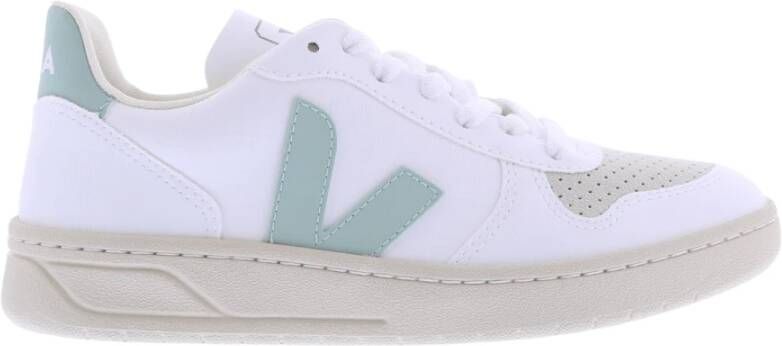 Veja Witte Vetersneakers met Blauwe V-Patch Wit Dames