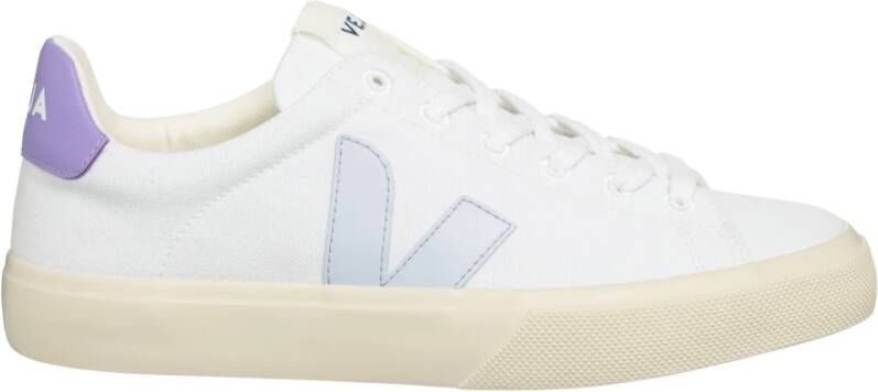 Veja Campo Canvas Sneakers in Wit Lichtblauw Lila White