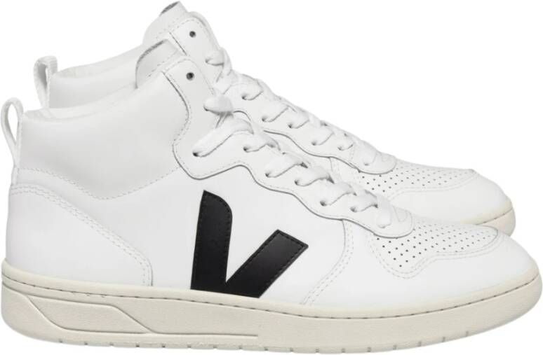 Veja Extra Wit Zwart Leren Sneakers Wit Dames