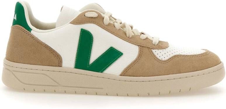 Veja Witte Leren Sneakers met Beige Suède Inzetstukken White Heren - Foto 9