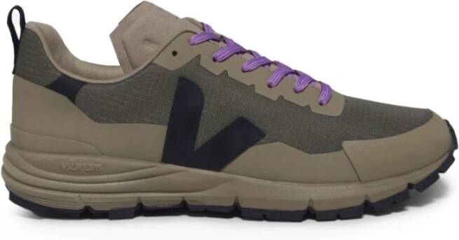 Veja Kaki en Zwarte Sneakers met Mauve Veters Green Heren