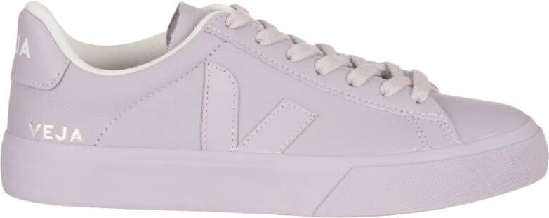 Veja Paarse Leren Campo Sneakers Vetersluiting White Dames