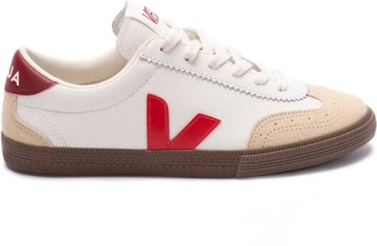 Veja Witte Leren Volley Sneakers Multicolor Dames