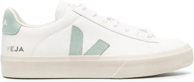 Veja Leren Sneakers Patch Logo Ronde Neus Vetersluiting White Heren