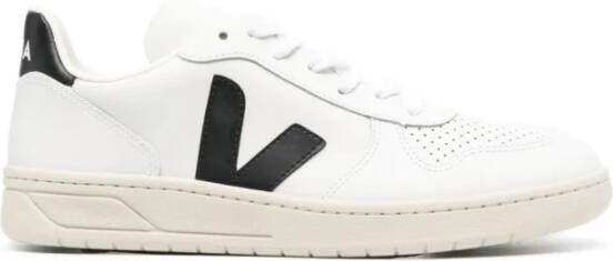 Veja Leren Sneakers Wit Zwart Logo Rubber