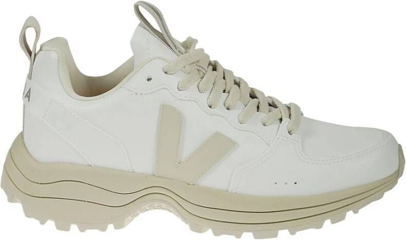 Veja Witte Biologisch Katoenen Sneakers met Rubberen V Logo Wit Dames