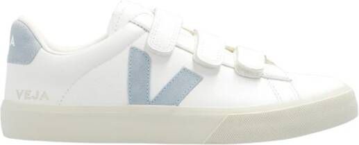 Veja Recife Sneakers Wit Staalblauw Kalfsleer VLogo Handtekening Detail White Dames