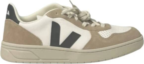 Veja Witte leren herensneakers met bruine suède inzetstukken Wit - Foto 11