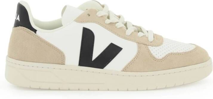 Veja Witte leren herensneakers met bruine suède inzetstukken Wit - Foto 8