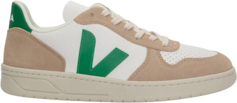 Veja Witte Leren Sneakers met Beige Suède Inzetstukken White Heren - Foto 11