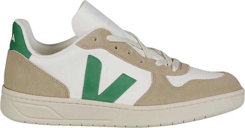 Veja Witte Leren Sneakers met Beige Suède Inzetstukken White Heren - Foto 8