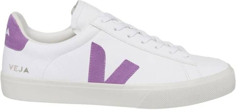 Veja Witte Leren Sneakers Ronde Neus Logo White Dames - Foto 3
