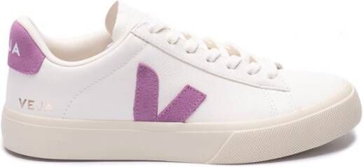 Veja Witte Leren Sneakers Ronde Neus Logo White Dames