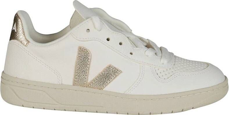 Veja V-10 Chromefree Leather Sneakers Wit Platine Vx0502935 White - Foto 13