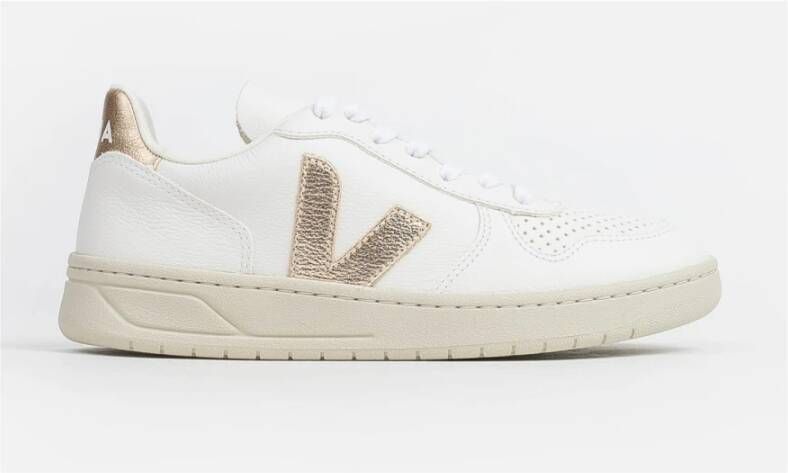 Veja V-10 Chromefree Leather Sneakers Wit Platine Vx0502935 White - Foto 10