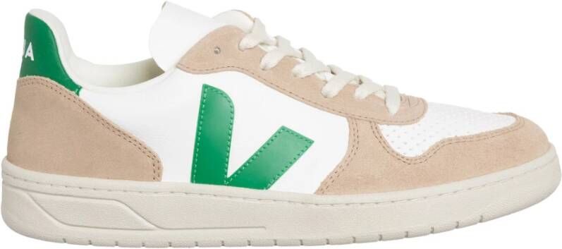 Veja Witte Leren Sneakers met Beige Suède Inzetstukken White Heren - Foto 10