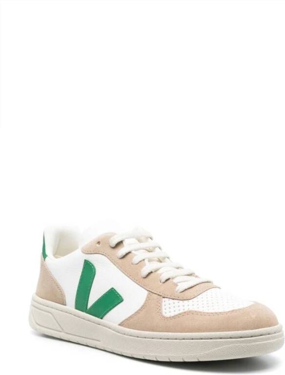 Veja Witte Leren Sneakers met Beige Suède Inzetstukken White Heren - Foto 4