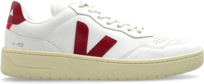 Veja Witte Leren Sneakers met V-logo White Dames