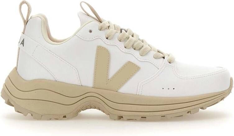 Veja Witte Biologisch Katoenen Sneakers met Rubberen V Logo Wit Dames