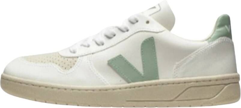 Veja Witte Vetersneakers met Blauwe V-Patch Wit Dames