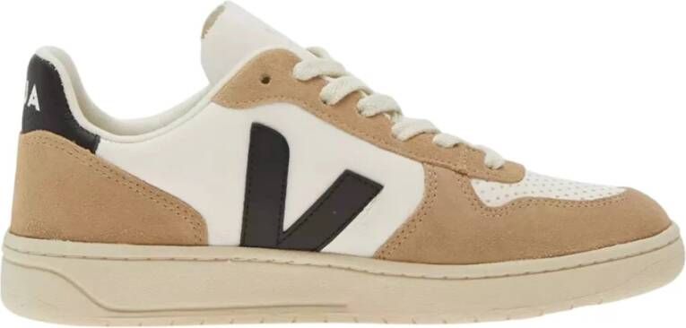 Veja Witte leren herensneakers met bruine suède inzetstukken Wit - Foto 7