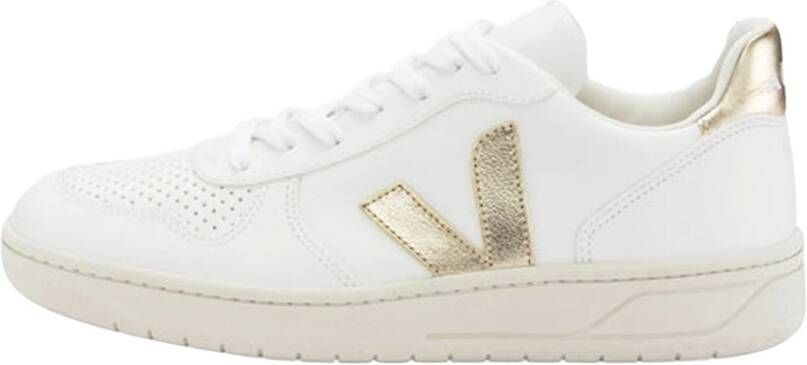 Veja V-10 Chromefree Leather Sneakers Wit Platine Vx0502935 White - Foto 19