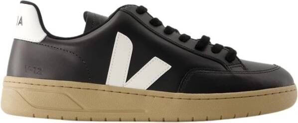 Veja V-12 Leren Sneakers Zwart Wit Black Heren