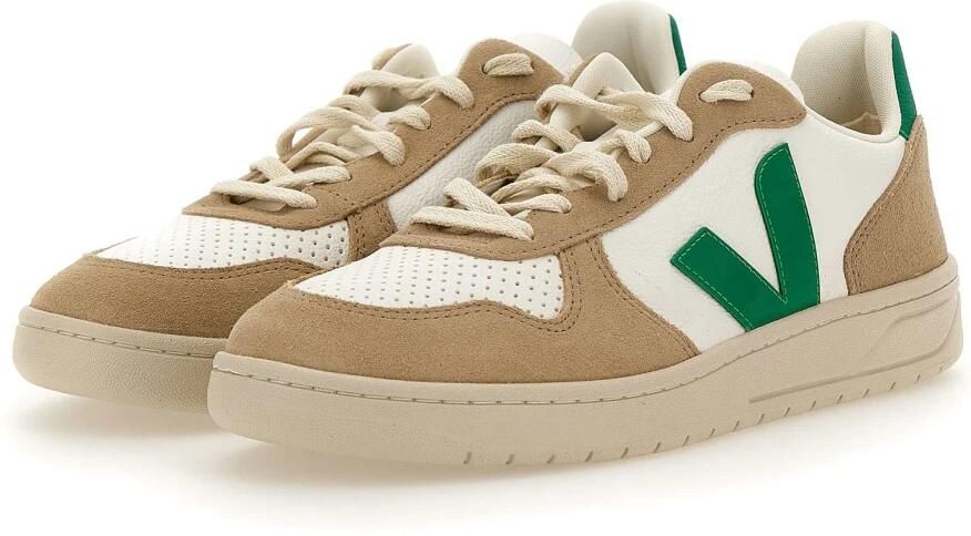 Veja Witte Leren Sneakers met Beige Suède Inzetstukken White Heren - Foto 5