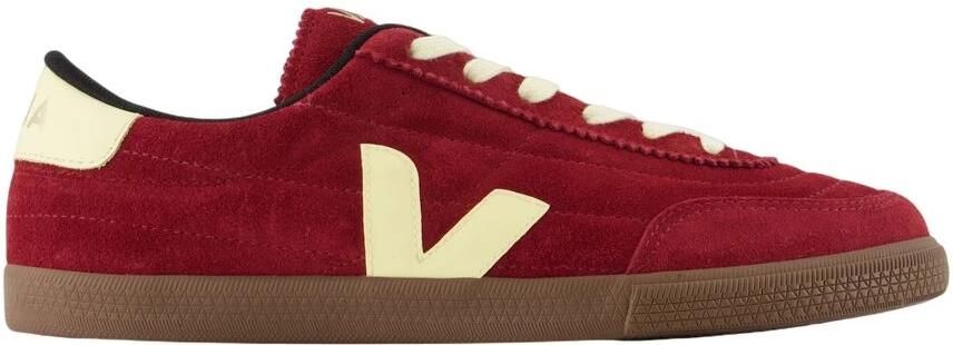 Veja Bordeauxrode Leren Sneakers met Suède Details