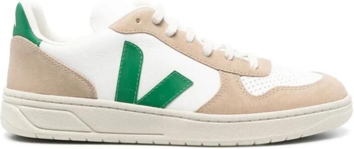 Veja Witte Leren Sneakers met Beige Suède Inzetstukken White Heren - Foto 13