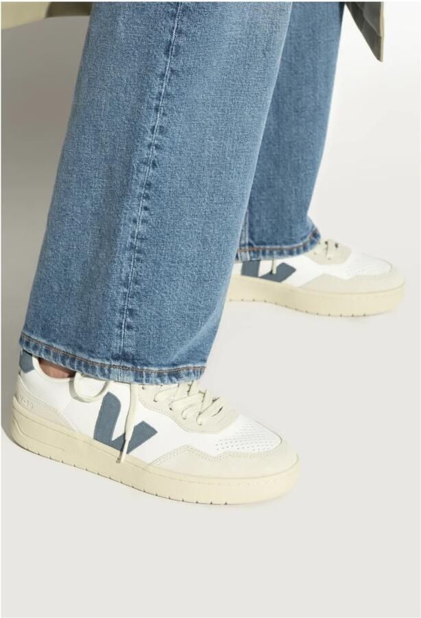 Veja Witte Leren Sneakers Ronde Neus Vetersluiting White Dames - Foto 13