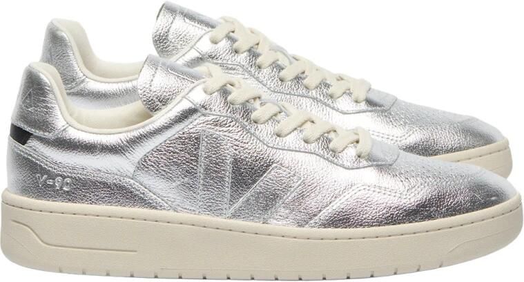 Veja V-90 Traced Leather Sneakers