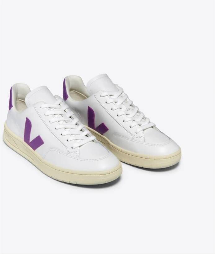 Veja Witte en Paarse Leren Sneakers White Dames - Foto 2
