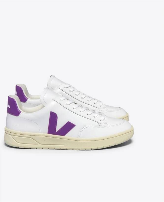 Veja Witte en Paarse Leren Sneakers White Dames - Foto 3