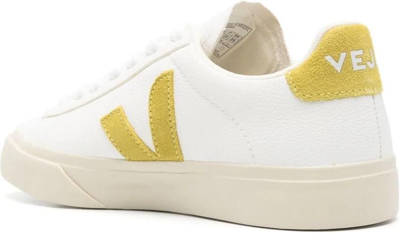 Veja Gecoate Katoenen Sneakers Wit Limoengroen White Dames - Foto 3