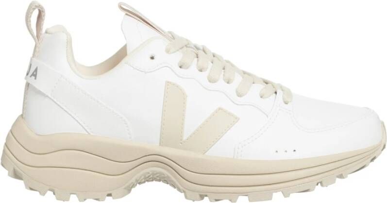 Veja Witte Biologisch Katoenen Sneakers met Rubberen V Logo Wit Dames