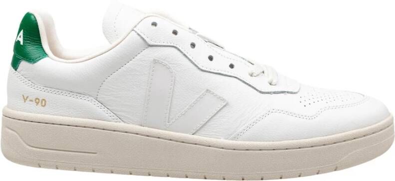 Veja Wit Groen Leren Veterschoenen White Heren