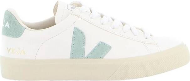 Veja Wit-Groene Lederen Low Top Sneakers White Heren