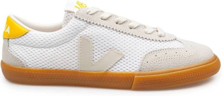 Veja Witte en gele leren sneakers