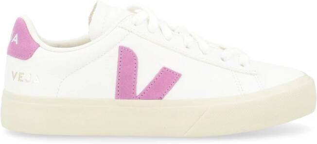 Veja Witte en paarse leren sneaker White Dames