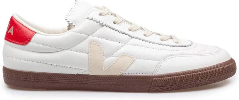 Veja Witte en rode leren sneakers
