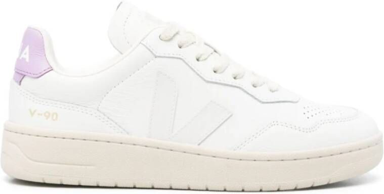Veja Witte Leren Sneakers met Logo Print