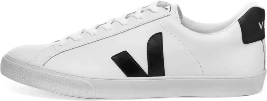 Veja Witte en zwarte leren sneakers White Heren