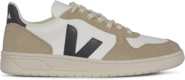 Veja Witte leren herensneakers met bruine suède inzetstukken Wit - Foto 10